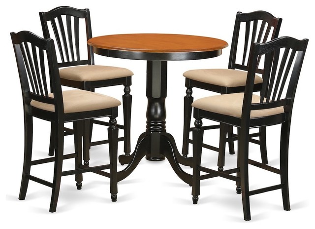 5 Pc Dining Counter Height Set, Kitchen Dinette Table And 4 High Dining Chairs