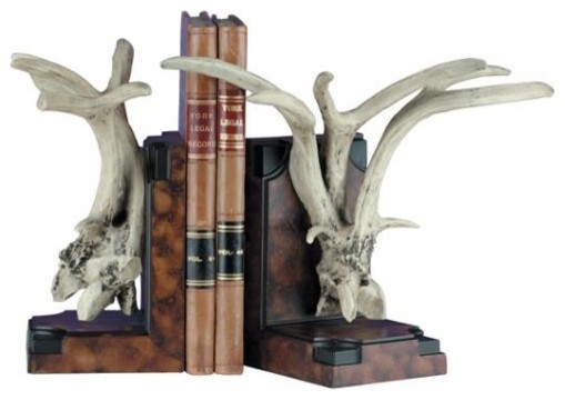 Bookends Bookend MOUNTAIN Lodge Antler Chocolate Ivory Brown Resin