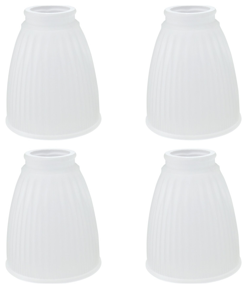 230884 Replacement Bell Shaped Frosted Ribbed Glass Shade, 4 Pack