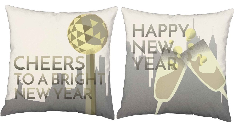 Cheers New Years Throw Pillow Covers 16x16 White Shams