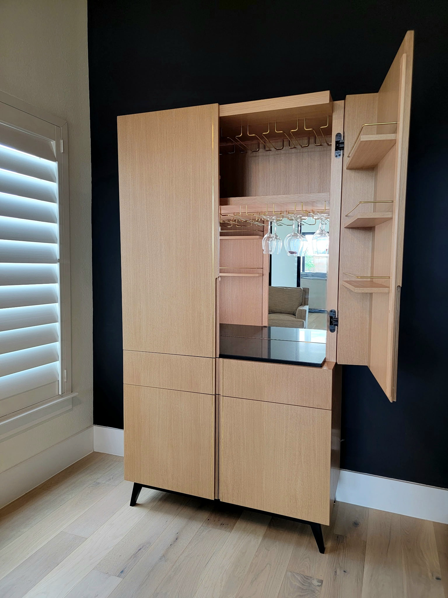 CUSTOM MODERN GLASSWARE CABINET