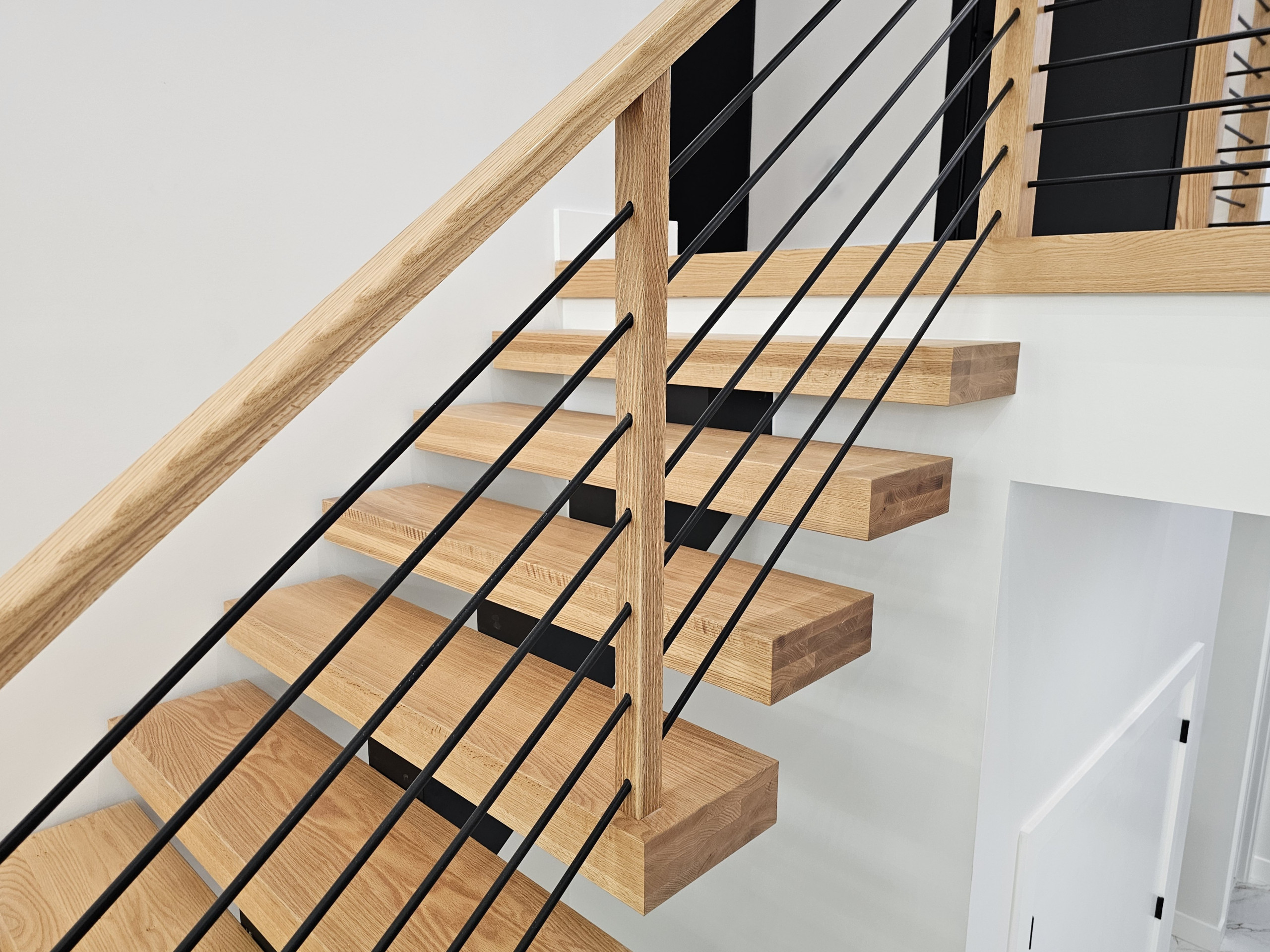 143_Modern Floating Red Oak and Metal Staircase, Sterling, VA
