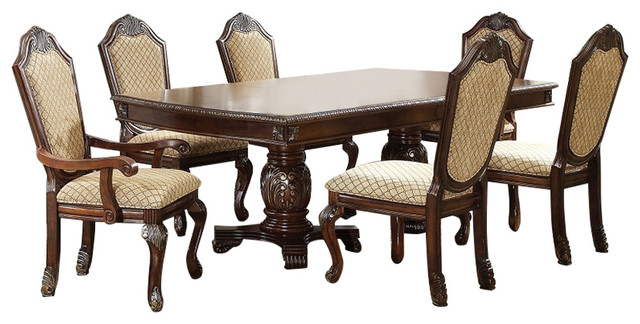 Chateau De Ville Double Pedestal Formal Dining Table 7 Piece Set Cherry Finish Chateau De Ville Double Pedestal Formal Dining Table 7 Piece Set Cherry Finish