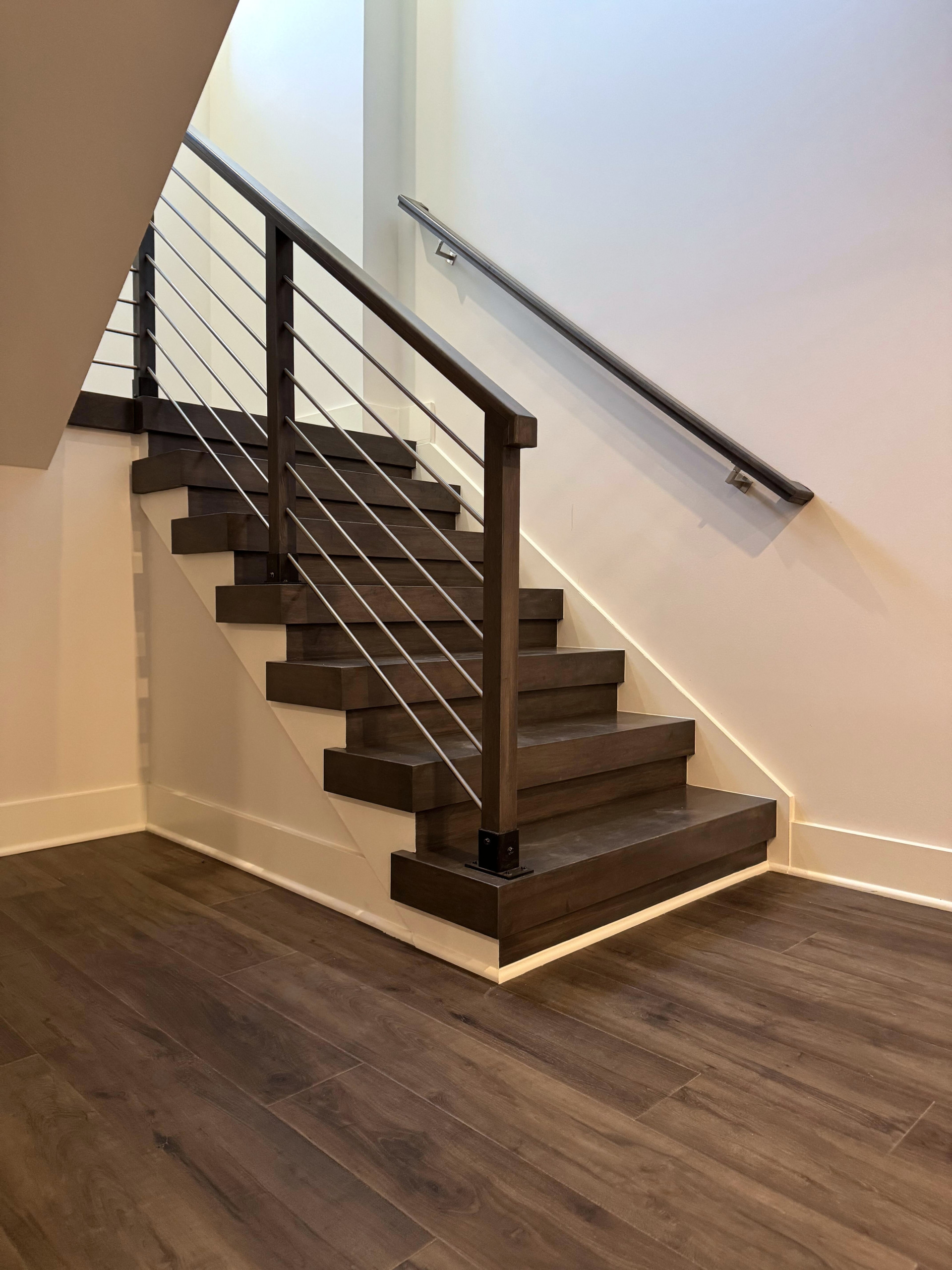 137_Transitional Maple Staircase with Stainless Steel Rail, Clifton, VA 2014