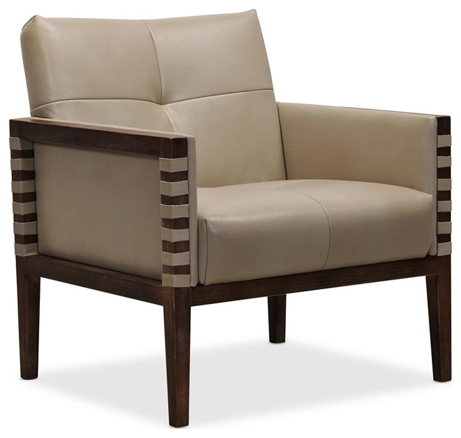 Carverdale Leather Club Chair w/Wood Frame