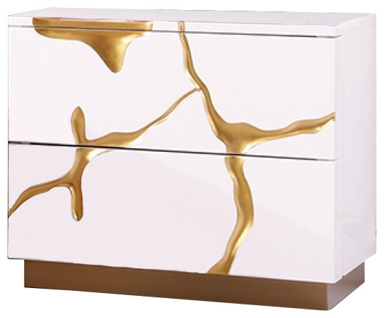 Modrest Aspen Modern White And Gold Nightstand Contemporary Nightstands And Bedside Tables By Vig Furniture Inc