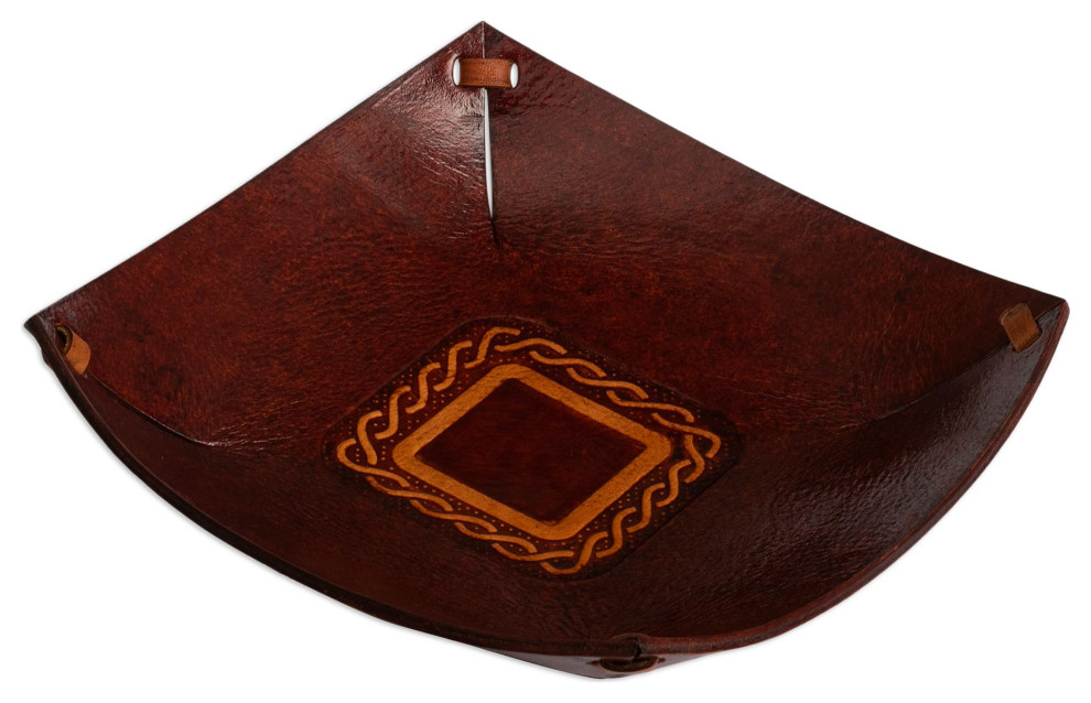 Novica Handmade Celtic Magic Tooled Leather Catchall