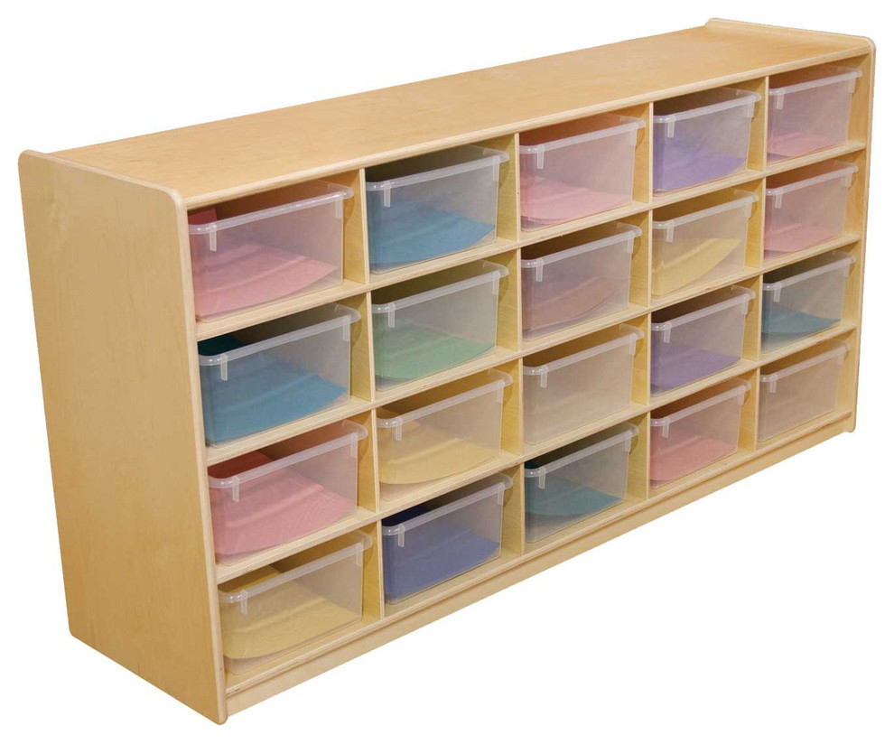 5" Letter Tray Storage Unit With Translucent Trays, Set Of 20 Contemporary Toy Organizers