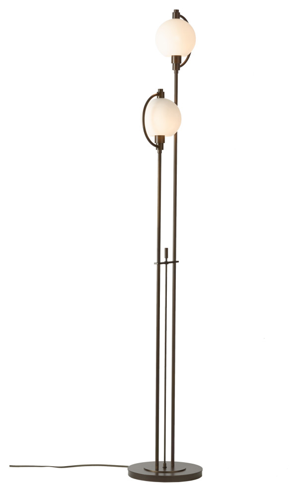 Pluto Floor Lamp, Bronze Finish, Opal Glass