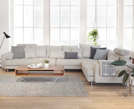 Medium sized scandi open plan living room in Portland with white walls, light hardwood flooring and beige floors.