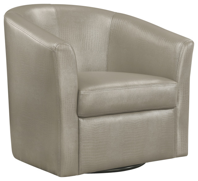 Turner Upholstery Sloped Arm Accent Swivel Chair Champagne