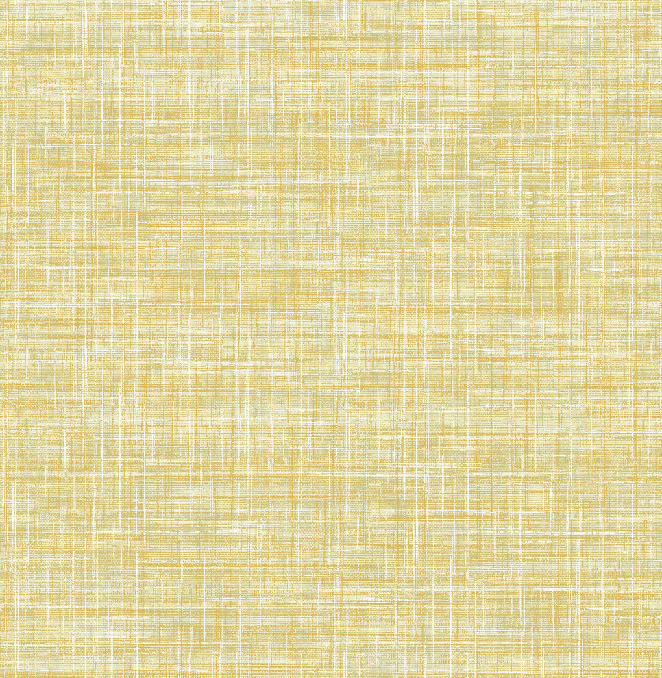 Emerson Yellow Faux Linen Wallpaper, Swatch Contemporary Wallpaper