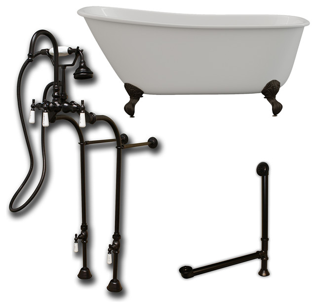 Cast Iron Swedish Slipper Tub 58"x30", no Faucet Drillings Package