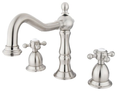 Kingston Brass Widespread Bathroom Faucet With Brass Pop-Up, Brushed Nickel