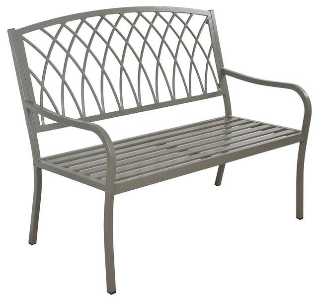 Lancaster Steel Bench Urban Gray Contemporary Outdoor Benches