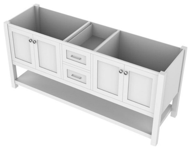 Alya Bath Wilmington 71"W Wood Double Vanity with No Top in White