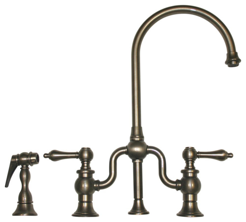 Twisthaus Bridge Faucet With Long Gooseneck Swivel Spout - Traditional ...