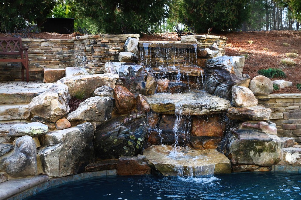 Inspiration for a large rustic home design remodel in Raleigh