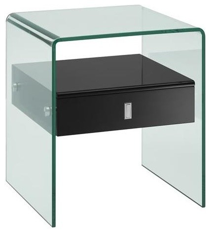 Bari High Gloss Black Lacquer Nightstand End Table Contemporary Bari High Gloss Black Lacquer Nightstand End Table