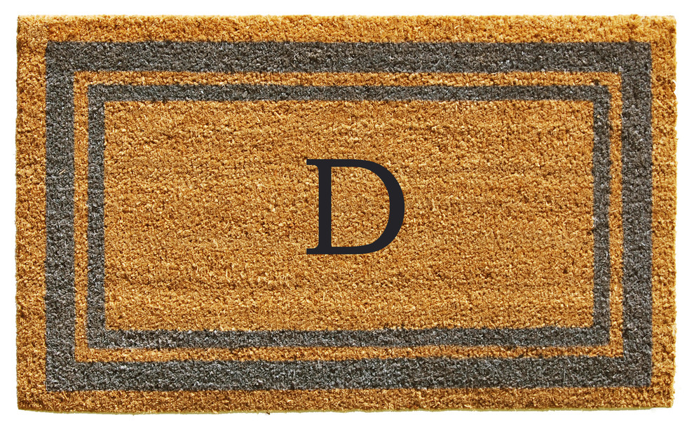 Periwinkle Border 24"x36" Monogram Doormat, Letter D