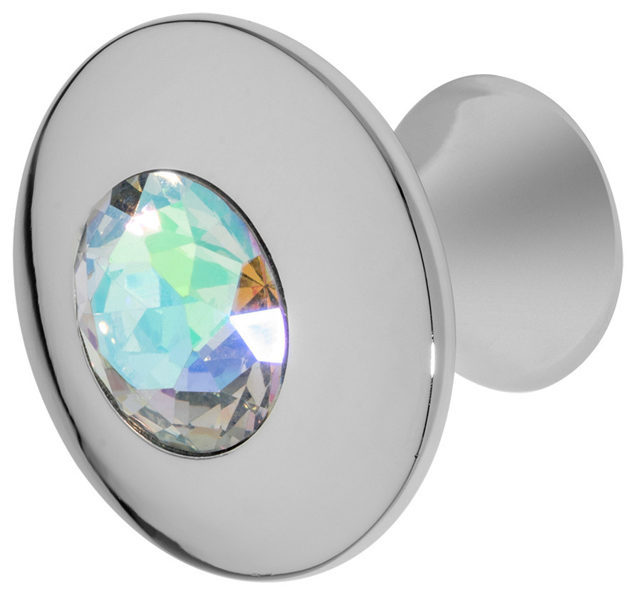 Felicia Polished Chrome Knob, Crystal: Multi-Color