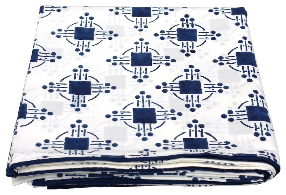 Thomas Nautical Blue Flat Sheet - Eclectic - Sheets - by Mia + Finn LLC