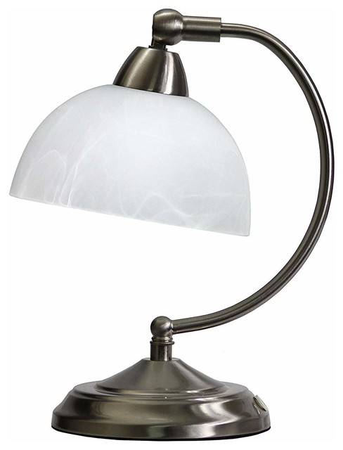 Mini Modern Bankers Desk Lamp With Touch Dimmer Control Base Brushed Nickel