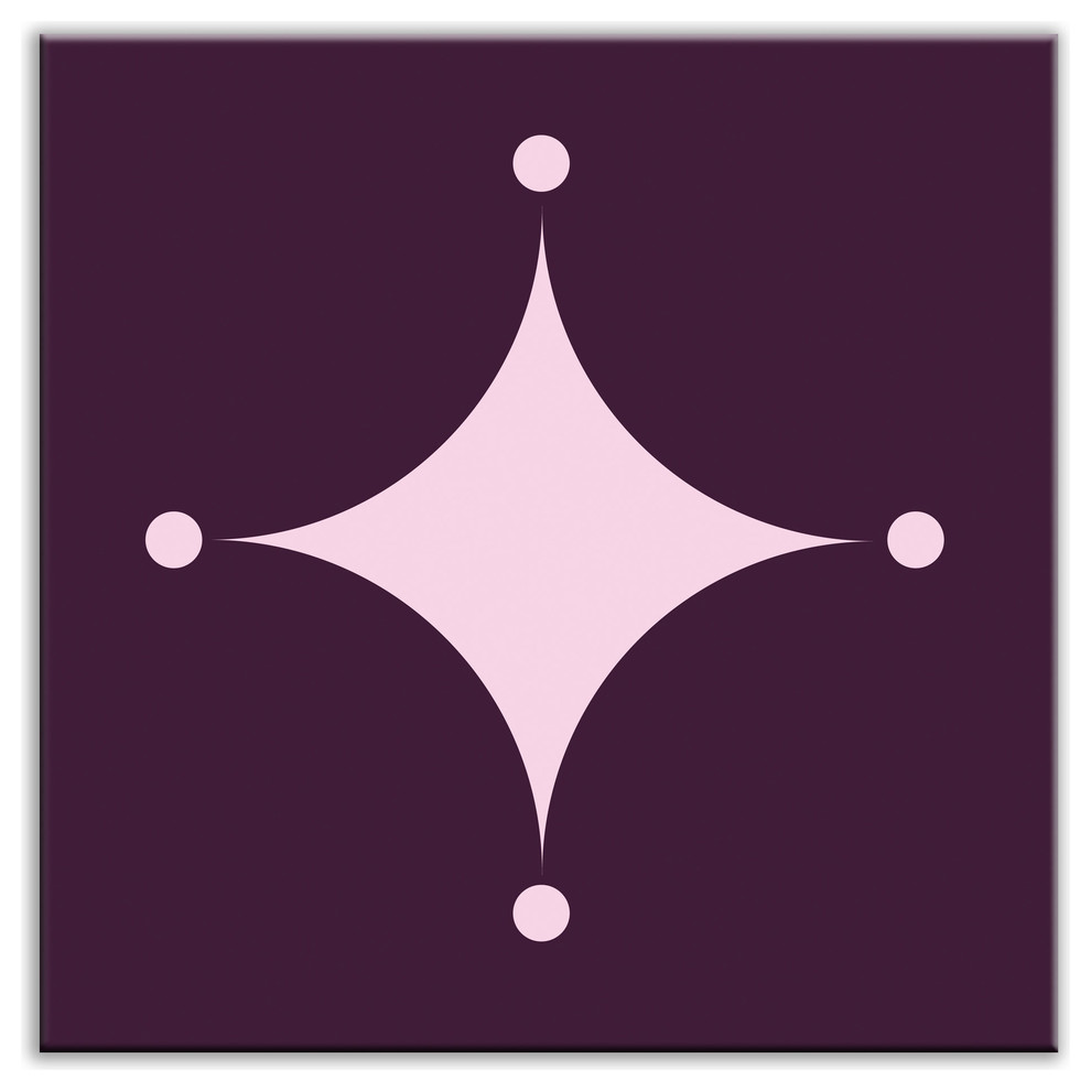 6"x6" Folksy Love Satin Decorative Tile, A-boo Pink-Purple