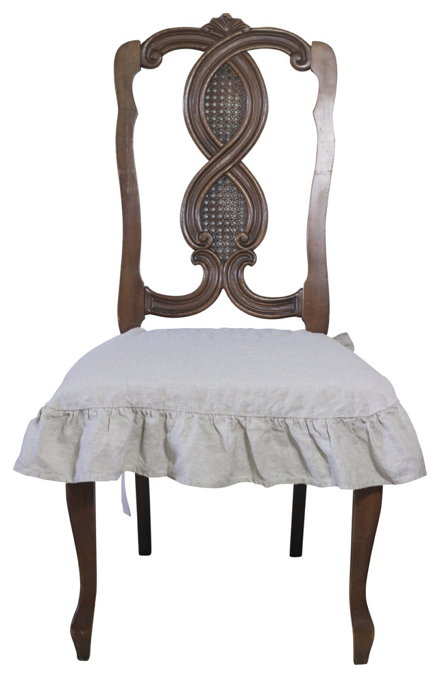 Ruffle Natural Dining Chair Cushion, Chair Cushions With Ruffles