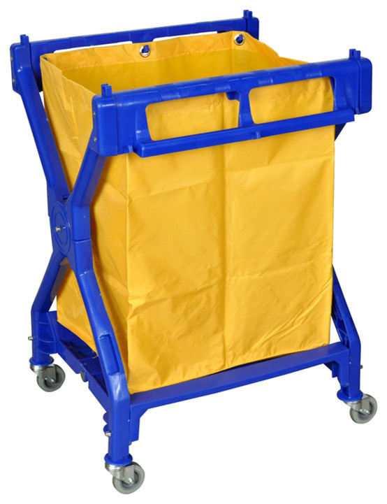 Luxor  Folding Laundry Cart With Yellow Nylon Bag, Blue