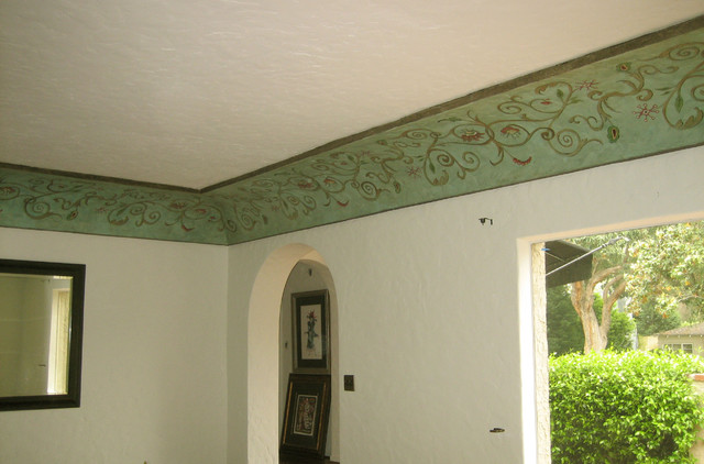 Painted Ceiling With Spanish Colonial Revival Ornament