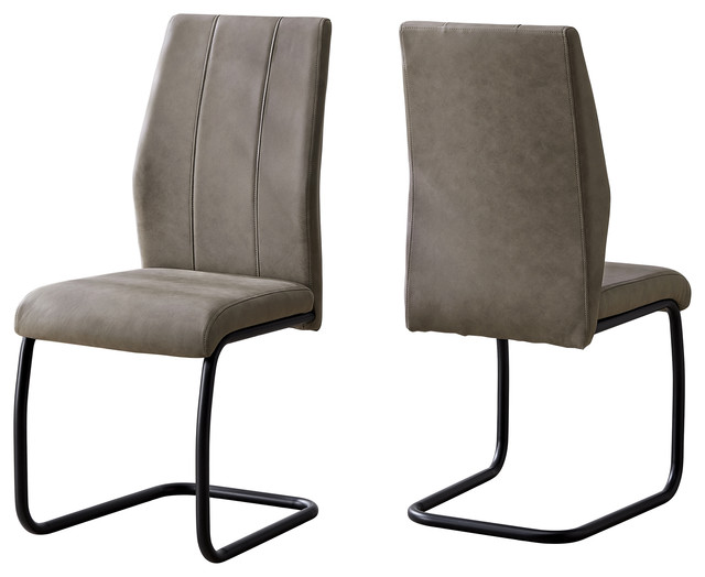 Dining Chair, Set Of 2, Side, Upholstered, Fabric, Metal, Beige, Black