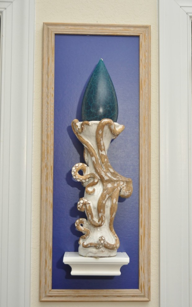 Inspiration for a small transitional home design remodel with blue walls