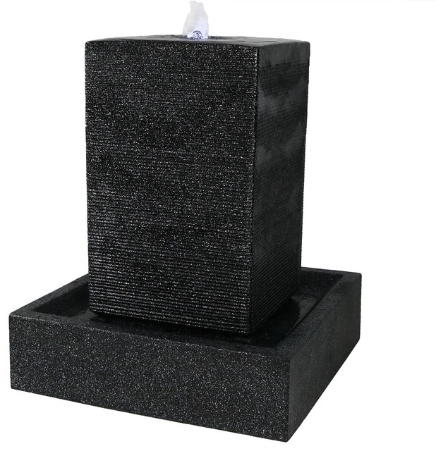 Sunnydaze Large Pillar Outdoor Water Fountain With Led Lights 40