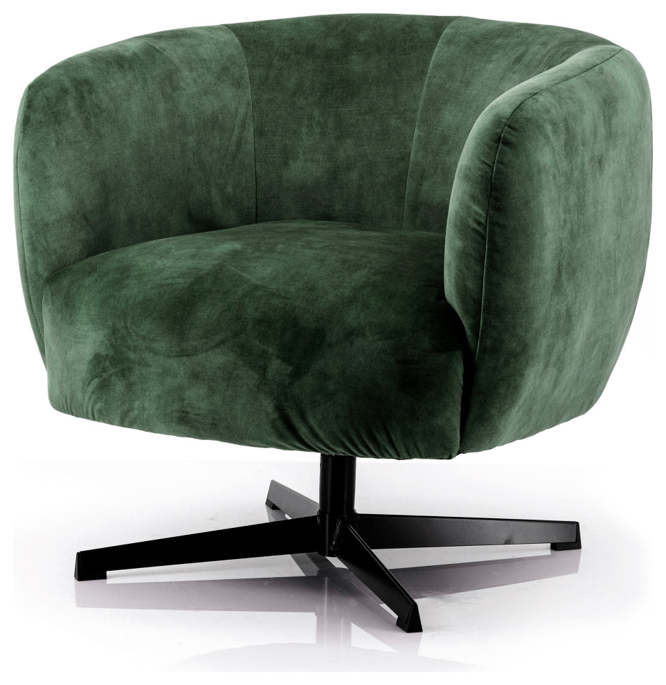 Olive Green Barrel Chair, Eleonora Jaimey Contemporary Armchairs