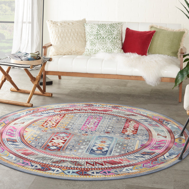 Nourison Home 6' Round Vintage Kashan Area Rug, 6'xRound Southwestern
