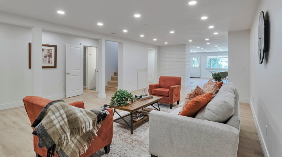 New paint, floors and lightings for basement by refreshify