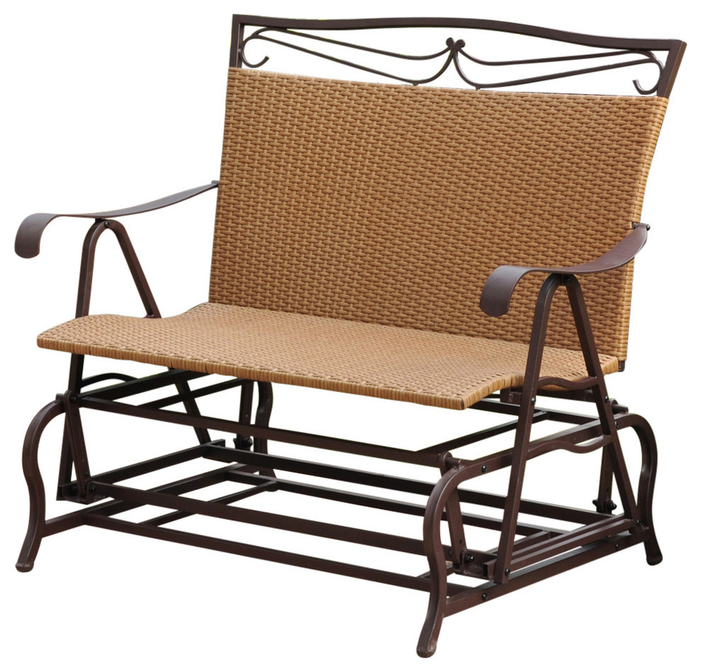 Valencia Resin Wicker/ Steel Double Glider, Honey Tropical Outdoor