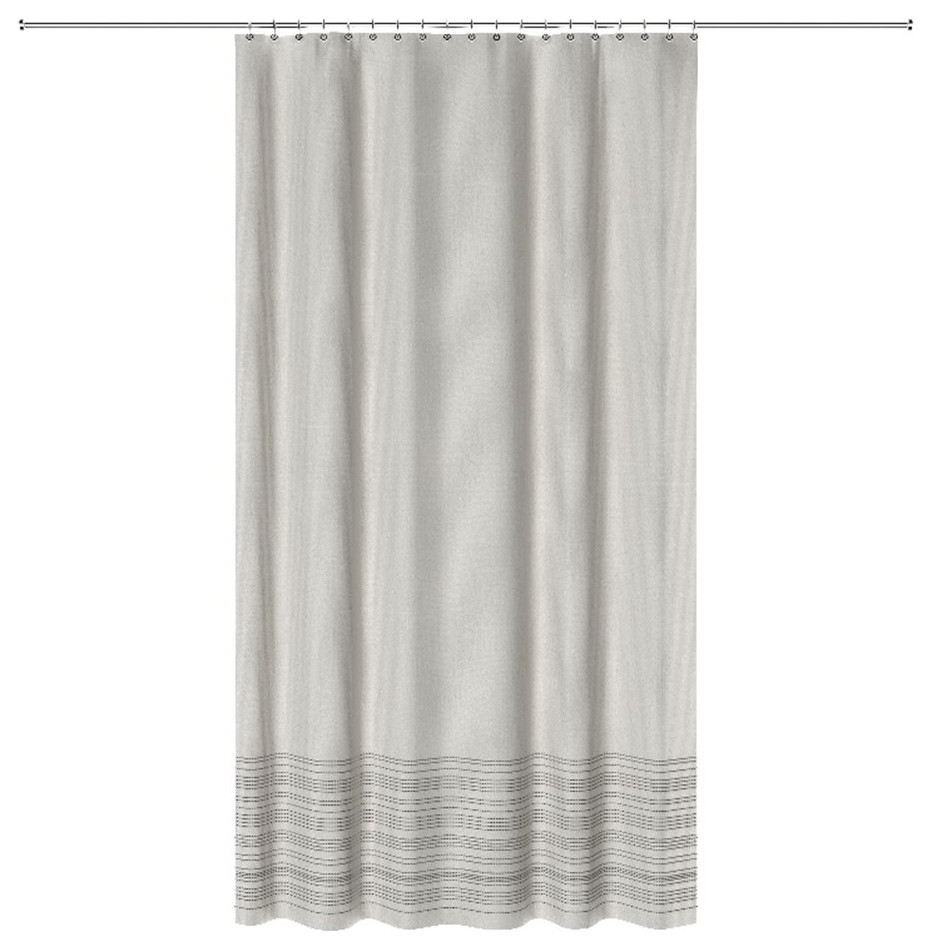 Fancy Bath Outlet Baker Cotton Fabric Shower Curtain in White