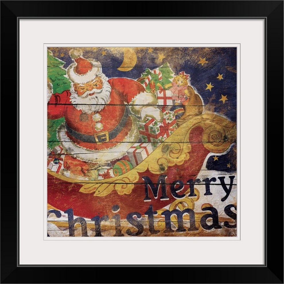 "Santa Christmas" Black Framed Art Print Contemporary Prints And
