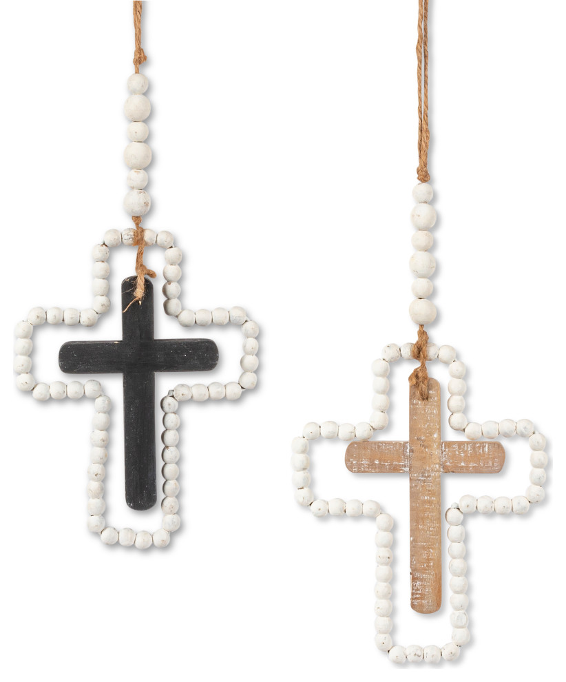 Set of 2, Wooden Wall Crosses Farmhouse Wall Accents by Gerson Company Houzz