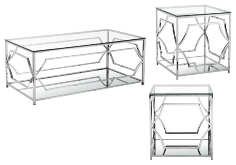 3Piece Edward Rectangular Living Room Set Contemporary Coffee