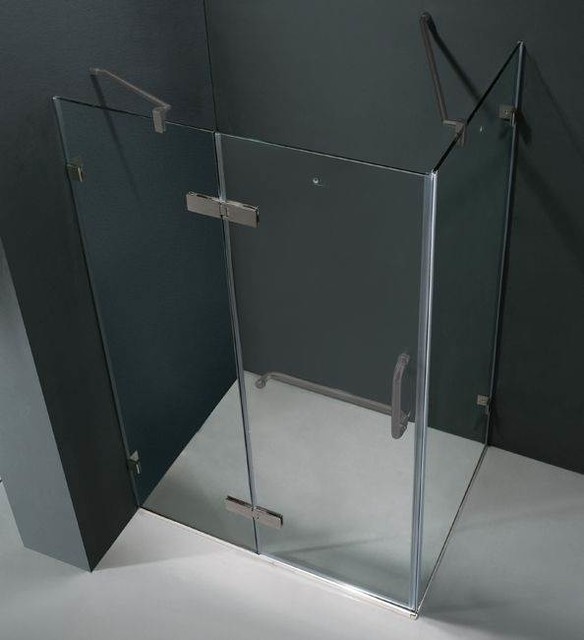 32 in. x 48 in. Frameless Brushed Nickel Shower Enclosure