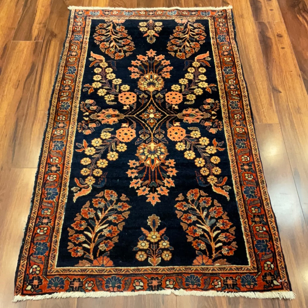 Kaoud Rugs 2.7X4.8 Rectangle Navy Antique Sarouk Area Rug Traditional