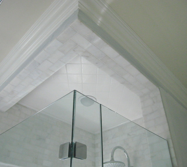 Carrara Marble Tile Shower Contemporary Bathroom San