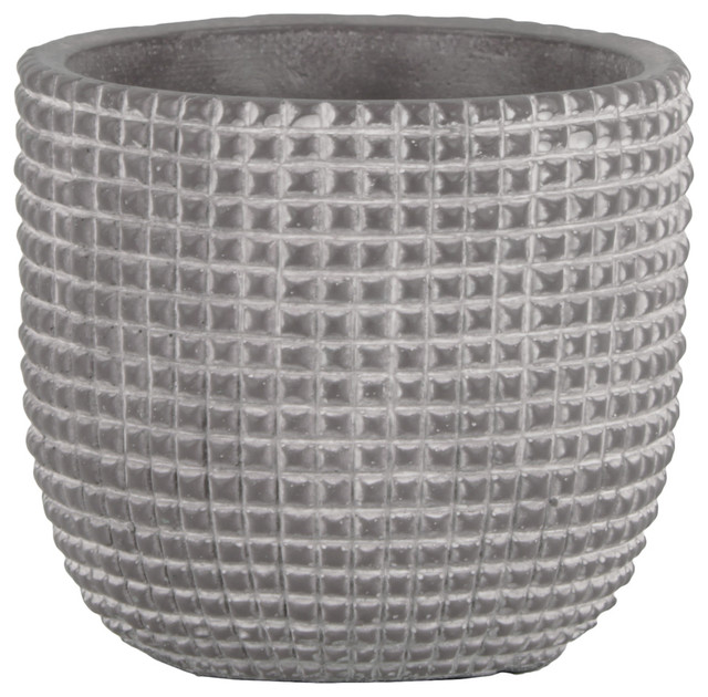 Urban Trends Cement Round Pot With Gray Finish 53822