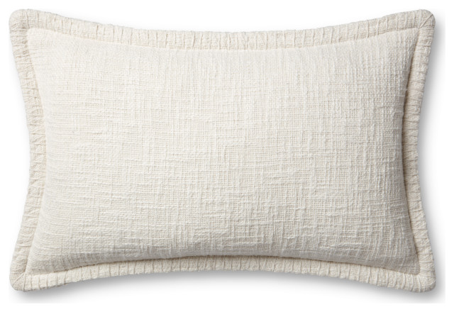 Loloi PLL0109 Ivory 13'' x 21'' Cover, Down Pillow
