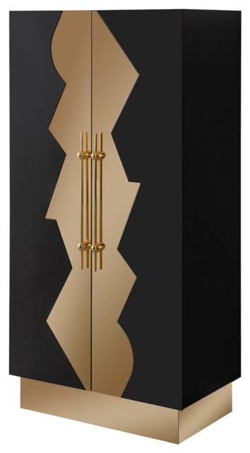 Callista Bar Cabinet, Black and Gold - Contemporary - Wine And Bar Cabinets - by Statements by J ...