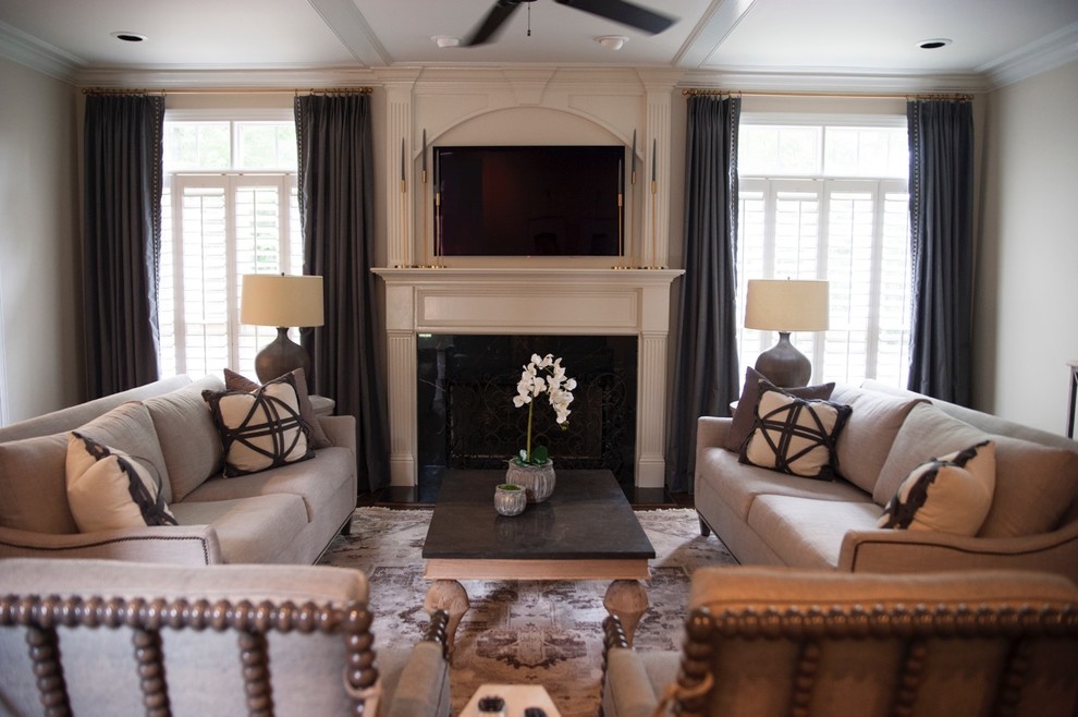 Transitional living room photo in Birmingham