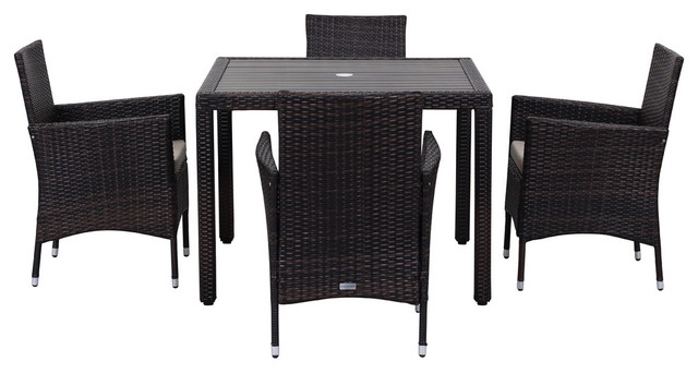 Safavieh Venice Outdoor Living Set, 5-Piece, Ebony and Sand